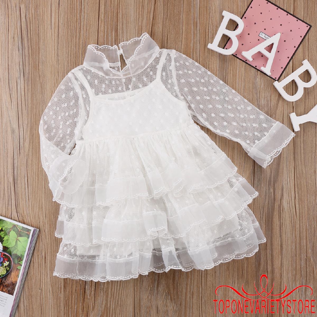 Đầm xoè Tulle chấm bi cho bé gái