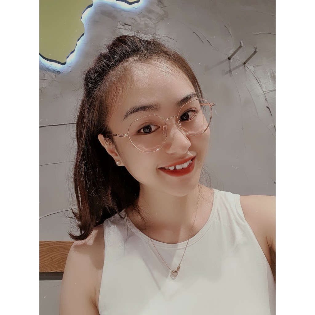 Gọng kính cận mắt tròn kim loại thời trang nữ 2L998B nhiều màu