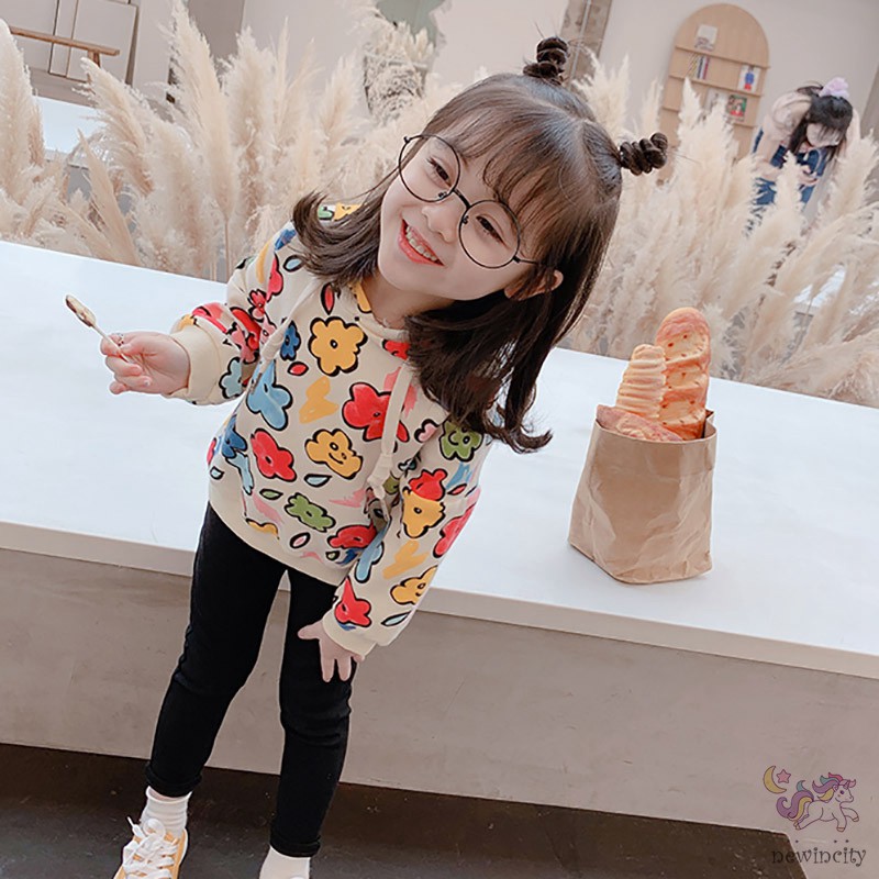 Áo Hoodie Họa Tiết Hoa Dễ Thương Phong Cách Hàn Quốc Cho Nữ