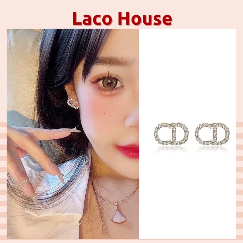 Khuyên tai nữ Bông tai nữ CD mạ bạc 925 đính đá J122