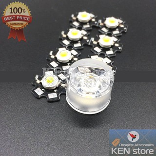 Bộ 5 chóa đèn, thấu kính 20mm cho chip led luxeon 1W 3W 5W (thân nhựa trong)