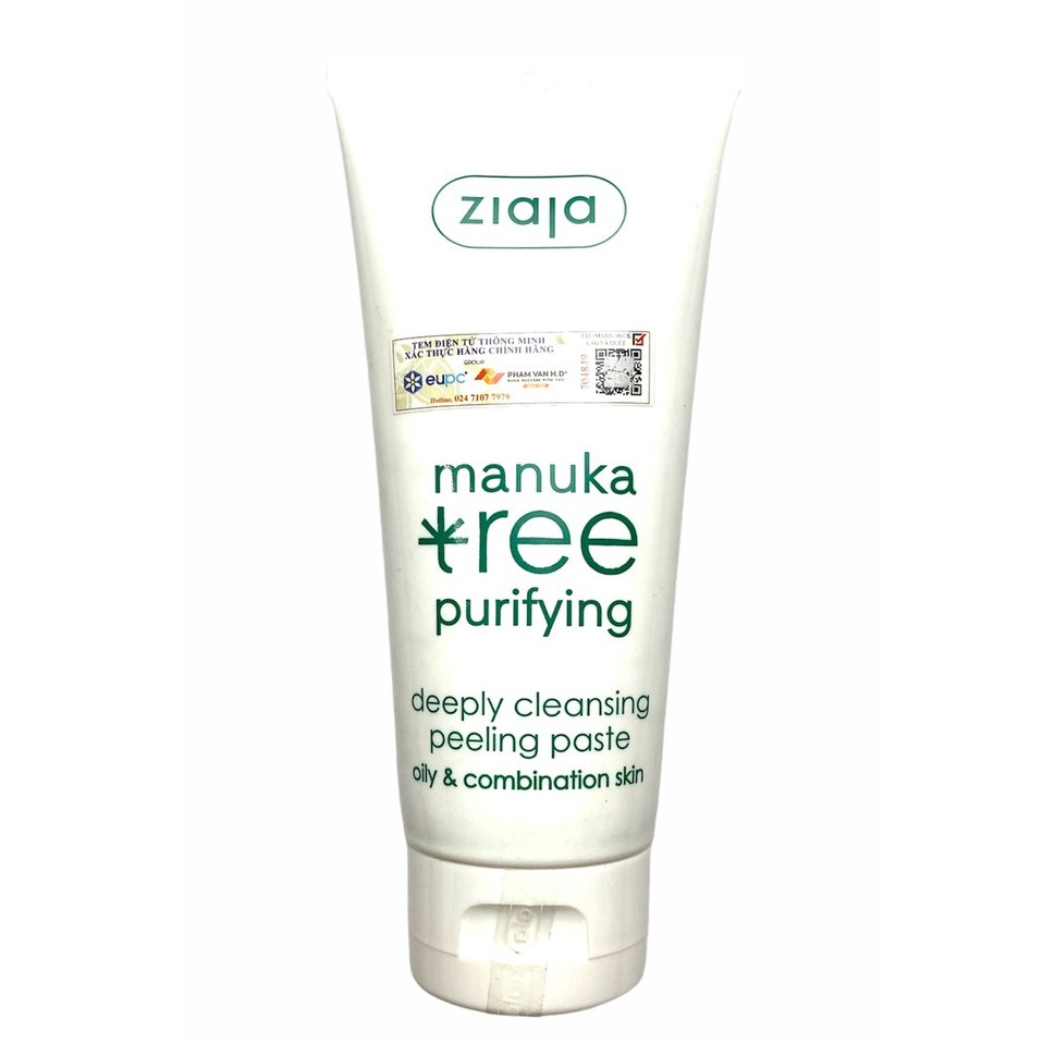 Tẩy Tế Bào Chết, Mặt Nạ 3in1 Ziaja Manuka Tree Purifying Deeply Cleansing Peeling Paste 75ml