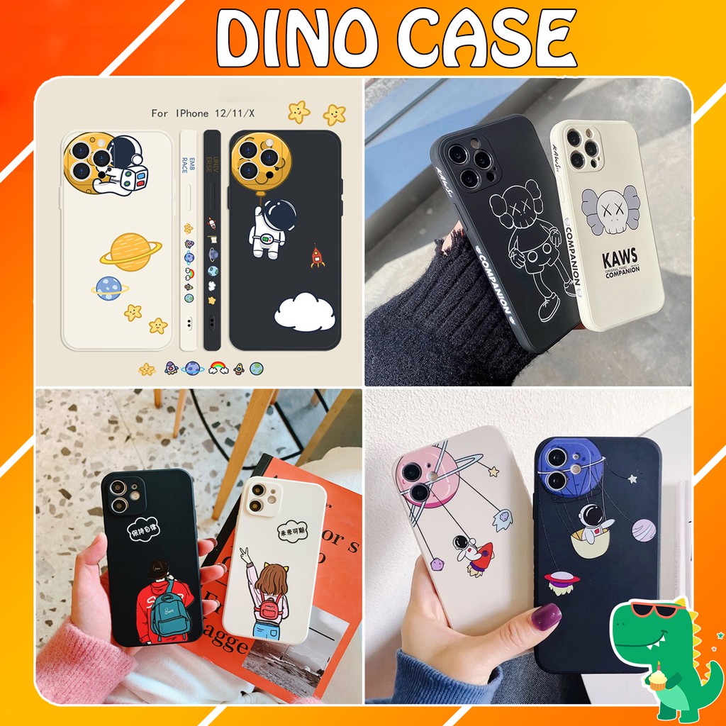 Ốp lưng iphone cạnh vuông in hình viền Phi hành gia BVC 7plus/8plus/x/xs/11/11promax/12/12promax - DT08 Dino Case