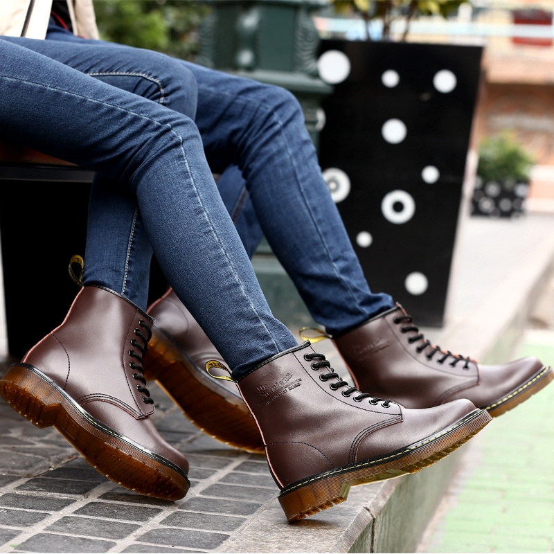 Giày bốt chất liệu bằng da Dr.martens Martin thời trang