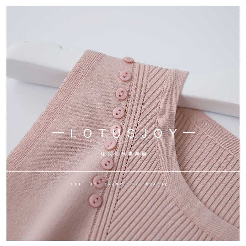 Áo Camisole Dệt Kim Không Tay Cổ Thuyền