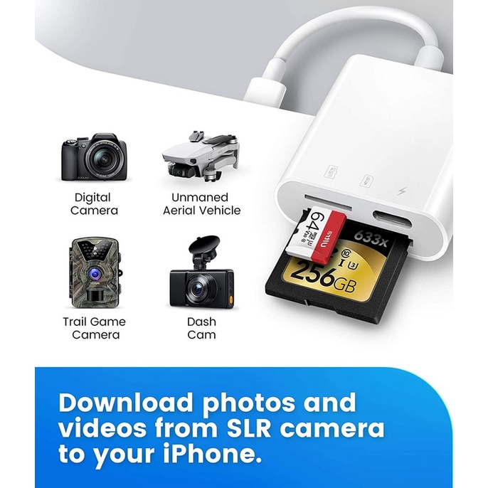 Đầu Đọc Thẻ Nhớ SD / Máy Ảnh Chuyên Dụng Cho i-Phone i-Pad, Oyuiasle Trail