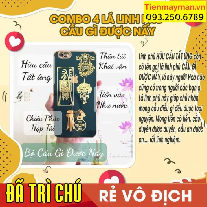 SET 4 miếng dán linh phù Cầu Gì Được Nấy, KHAI LÔC+HỮU CẦU TẤT ỨNG+CHIÊU PHÚC NẠP TÀI+T.IỀN VÔ NHƯ NƯỚC, linh phù đẹp
