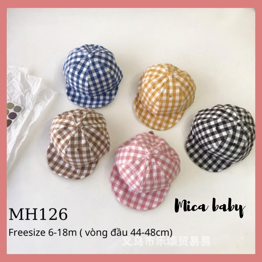 Mũ lưỡi trai mềm họa tiết kẻ caro đáng yêu cho bé Mica Baby MH126