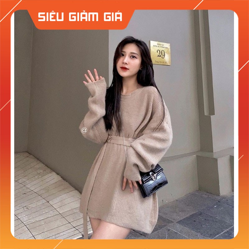 Áo Váy Kèm Đai Chất Len Lông Thỏ Dày Hàng Loại 1 M4501-Teen 888