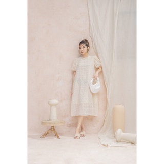 Đầm voan chấm nổi, đầm tơ lụa
