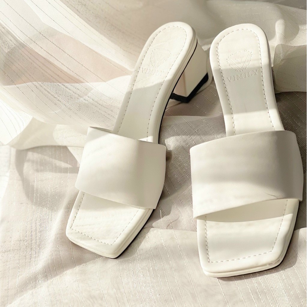 Dép cao gót quai ngang - guốc đế vuông 5cm quai bảng to - guốc cao gót 5cm vnxk - may chắc chắn S039