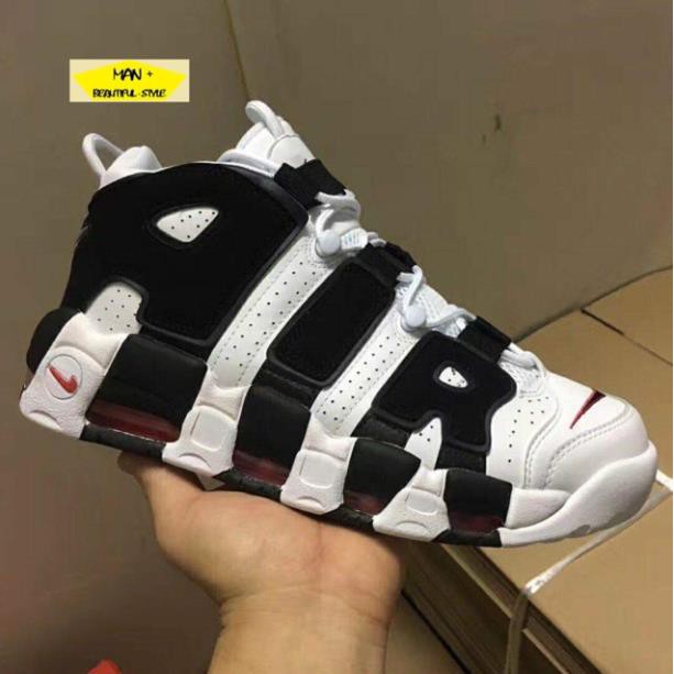 Sales (Full box) Giày thể thao Air More Uptempo trắng chữ đen ✔️ 2020 💎 [ Real ] . *