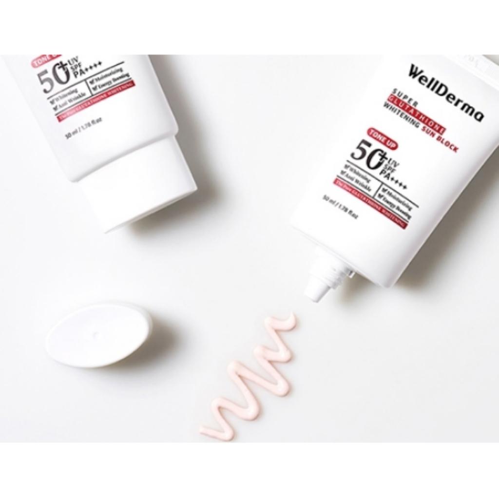 Kem chống nắng Wellderma Super Glutathione Whitening SunBlock ToneUp 50ml - Sale Chính hãng