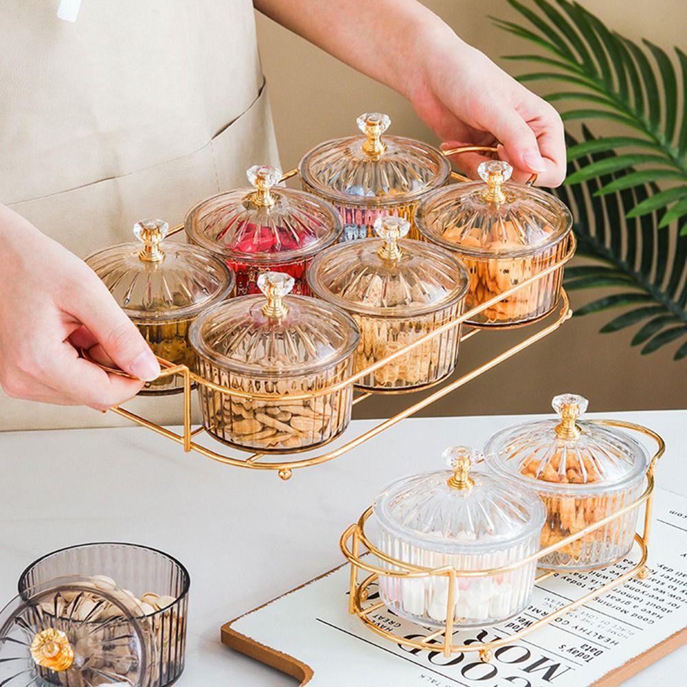 LEISURE Salad Plate Luxury Grid Food Storage With Lid Bowl Snack Dishes