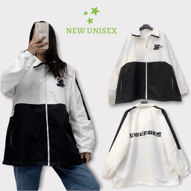 Áo Khoác Dù Nam Nữ Cổ Sơ Mi SWEEDER Có Khóa Kéo Phối Chữ S Form Rộng Mặc Thoáng Mát [NEW UNISEX]