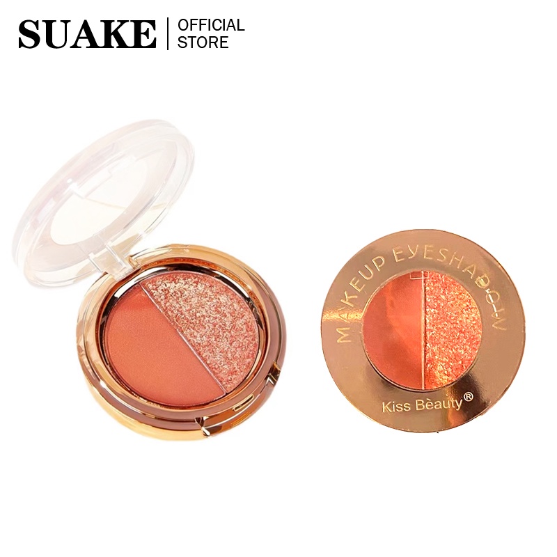 Bảng phấn mắt SUAKE 2 màu sắc tông lì và ánh nhũ 4g chất lượng cao