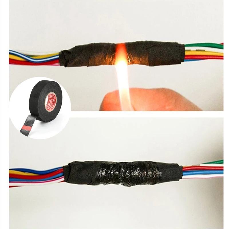 Cuộn băng keo vải cách nhiệt chống cháy 8 / 15 / 19mm X 15m cho dây cáp xe hơi