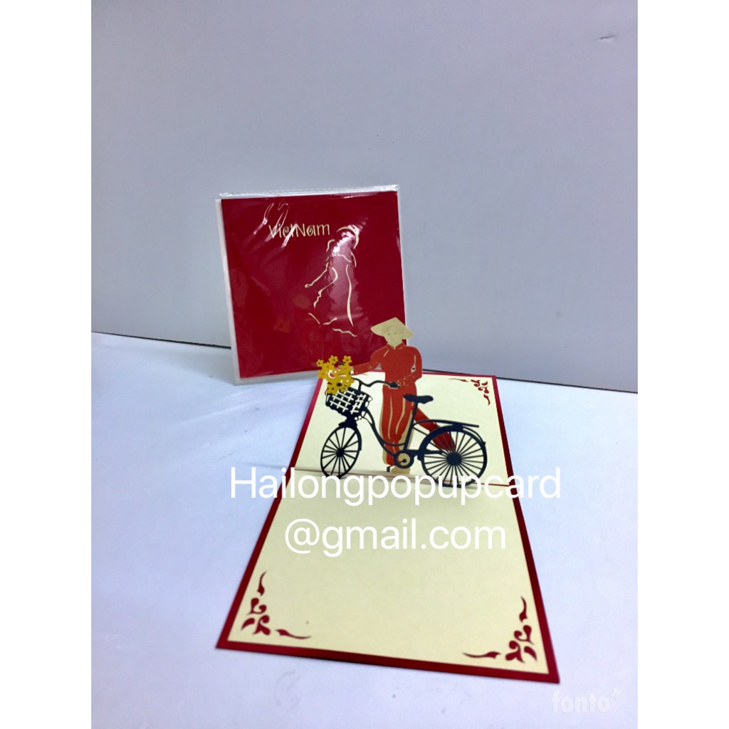 Cô Gái dắt xe đội Nón (1) - Girl - Thiệp 3D ( VN ) | BigBuy360 - bigbuy360.vn