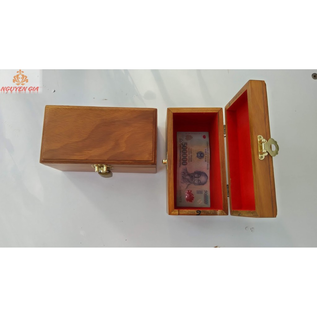 Hộp gỗ đựng tiền tiết kiệm mini có ổ khóa
