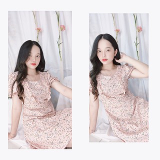 Đầm hoa bèo ngực cực thơ form A