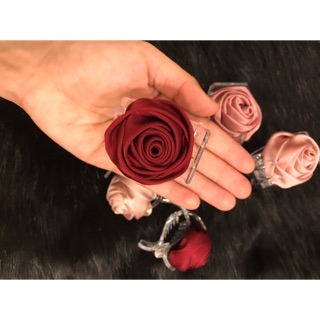 Kẹp càng cua hoa hồng lụa handmade ảnh thật