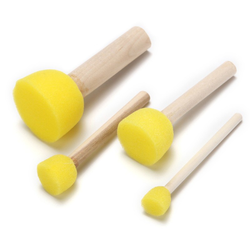 Set 5 cọ mút xốp cán gỗ dùng để vẽ tranh thủ công cho bé