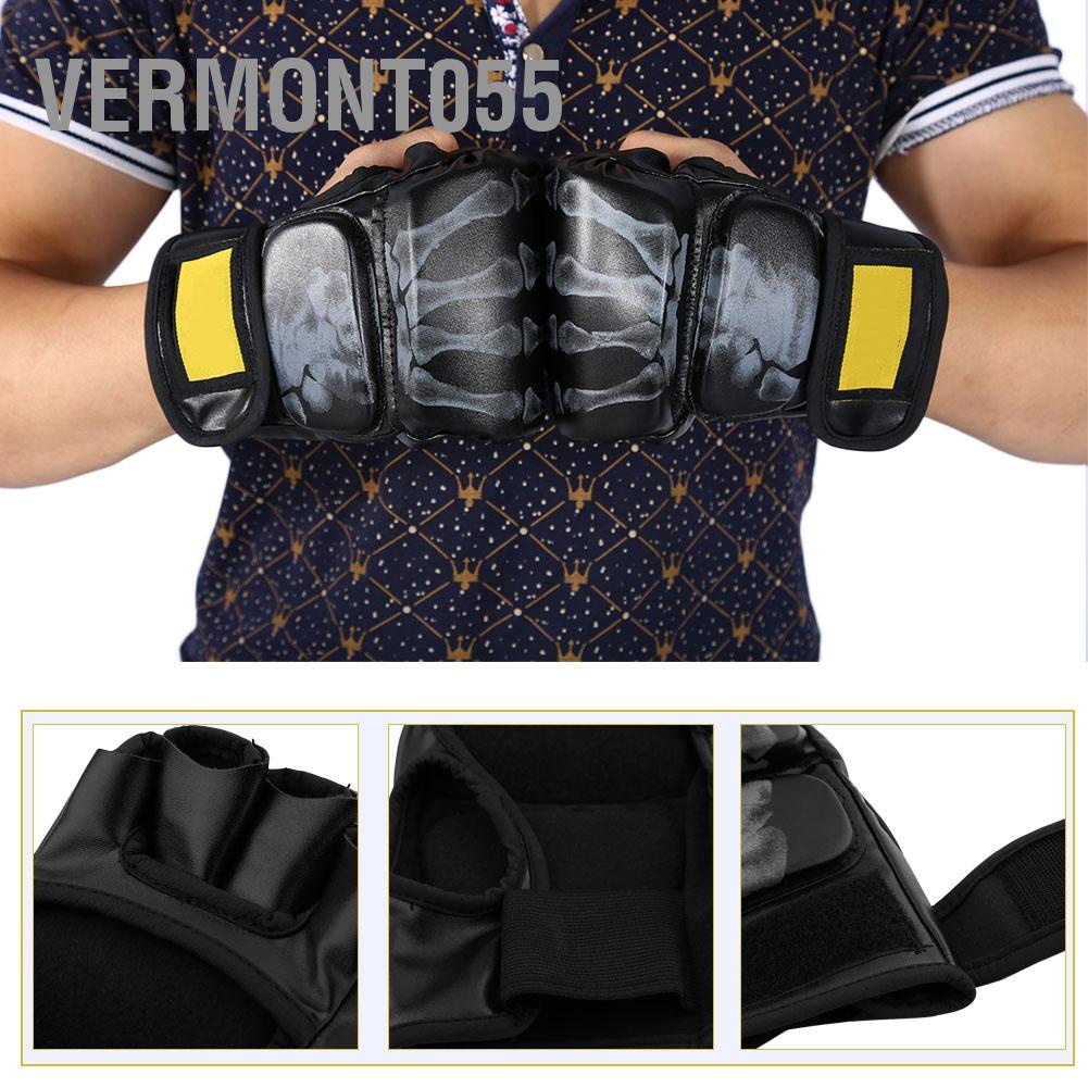 Vermont055 Vermont055 Đánh đấm nửa ngón tay bốc MMA Sparring Glovers Hand Wraps for Sports