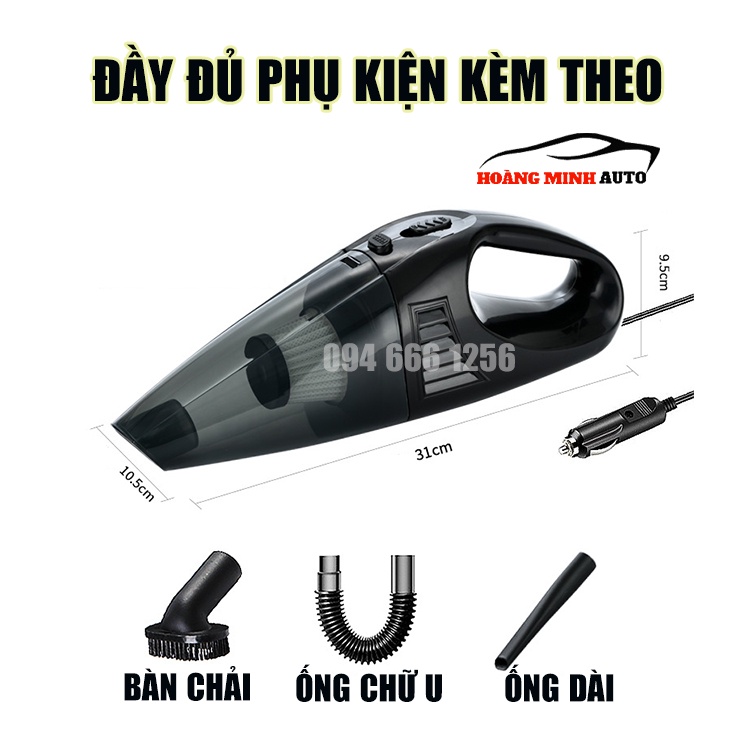Máy Hút Bụi Xe Ô tô, Xe Hơi Cao Cấp, Lực Hút Cực Mạnh Kèm 3 đầu hút thông minh