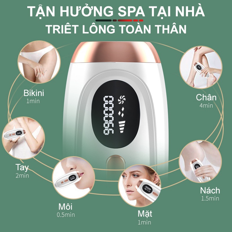 Máy triệt lông mini IPL Kính Thạch Anh không đau, Triệt lông tận gốc vĩnh viễn, An toàn Bảo hành 12 Tháng Qstore