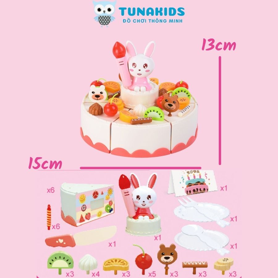 Đồ chơi nấu ăn bánh sinh nhật cho bé gái, đồ chơi trẻ em thông minh mini Tunakids