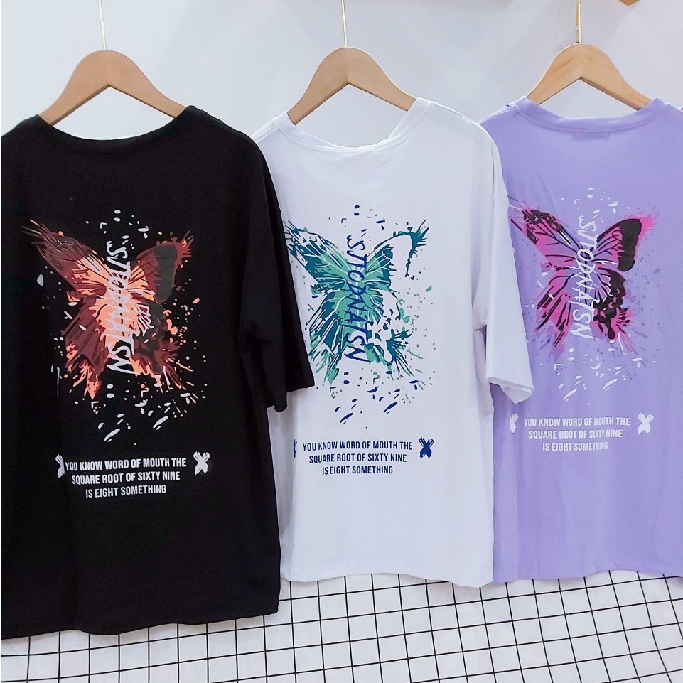 Áo thun tay lỡ ,Áo phông nam nữ form rộng hình bướm chất cotton mềm mịn mát thấm hút mồ hôi siêu hót in hình bướm | BigBuy360 - bigbuy360.vn