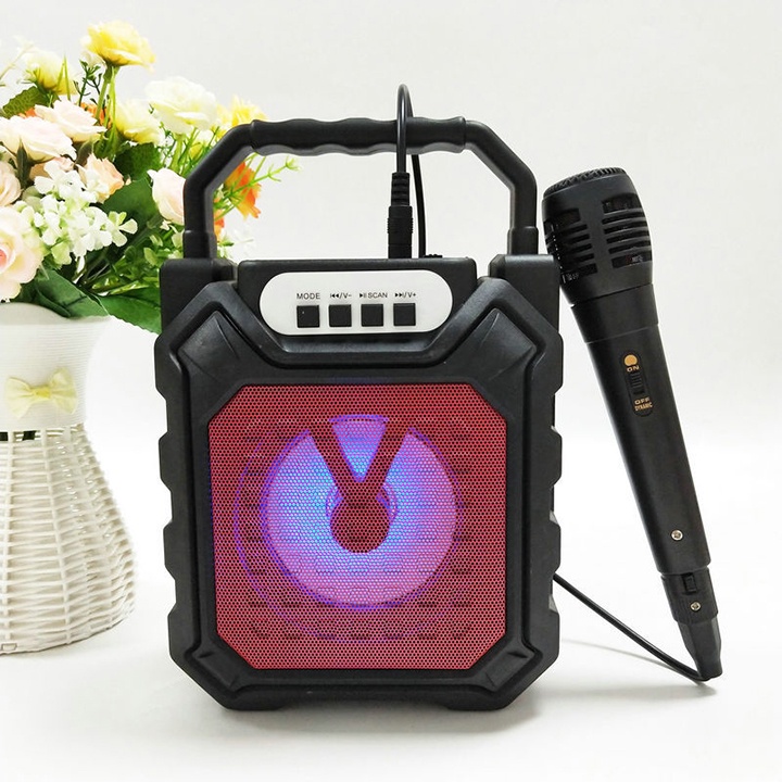 Loa Bluetooth karaoke Mini 608 có mic hát dây dài giá rẻ âm thanh siêu hay bass mạnh Bảo hành 1 đổi 1