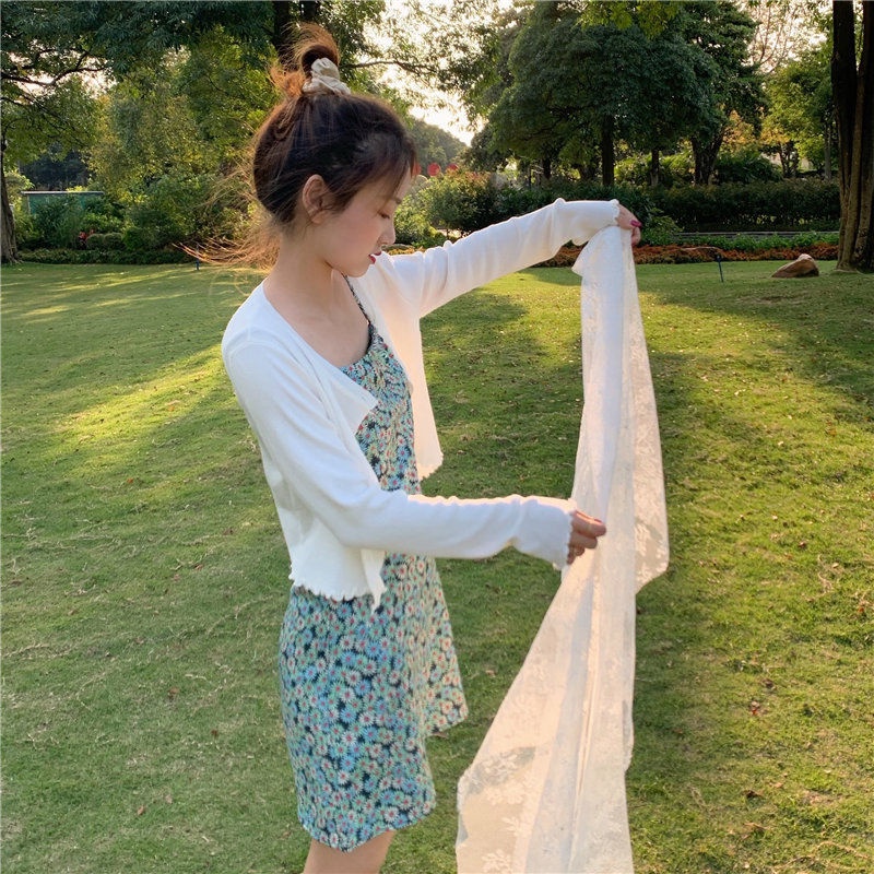 Áo Khoác Cardigan Dệt Kim Mỏng Ngắn Chống Nắng Màu Trắng Thời Trang Mùa Hè Cho Nữ