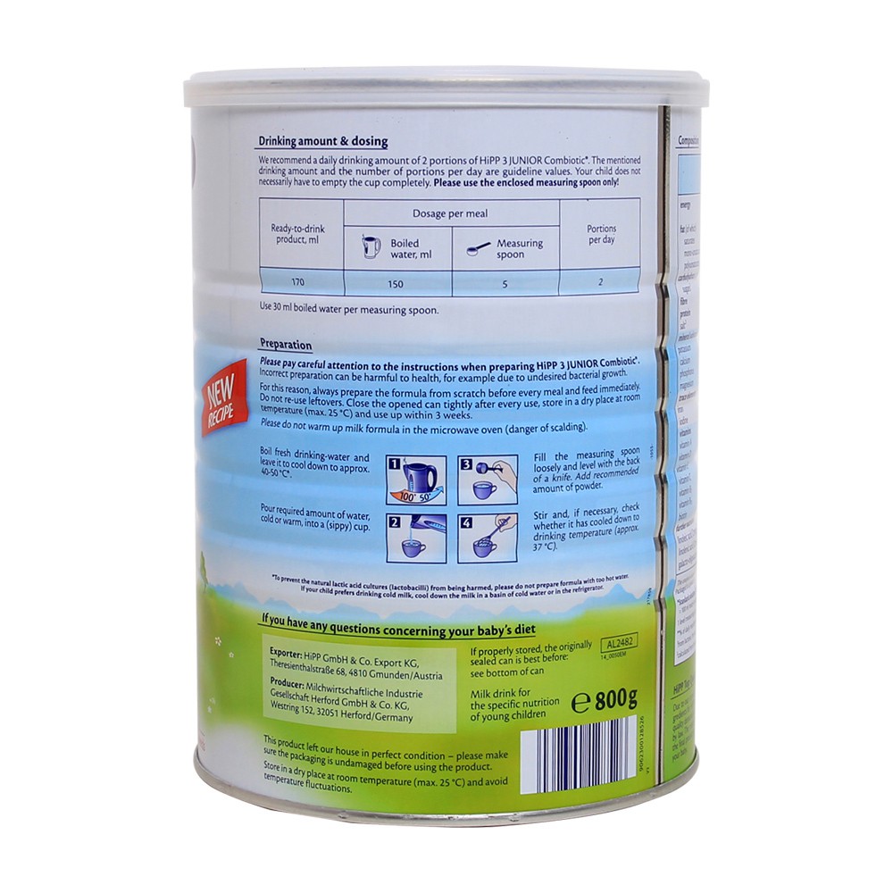 Sữa Hipp Combiotic 800g đủ số 1,2,3,4