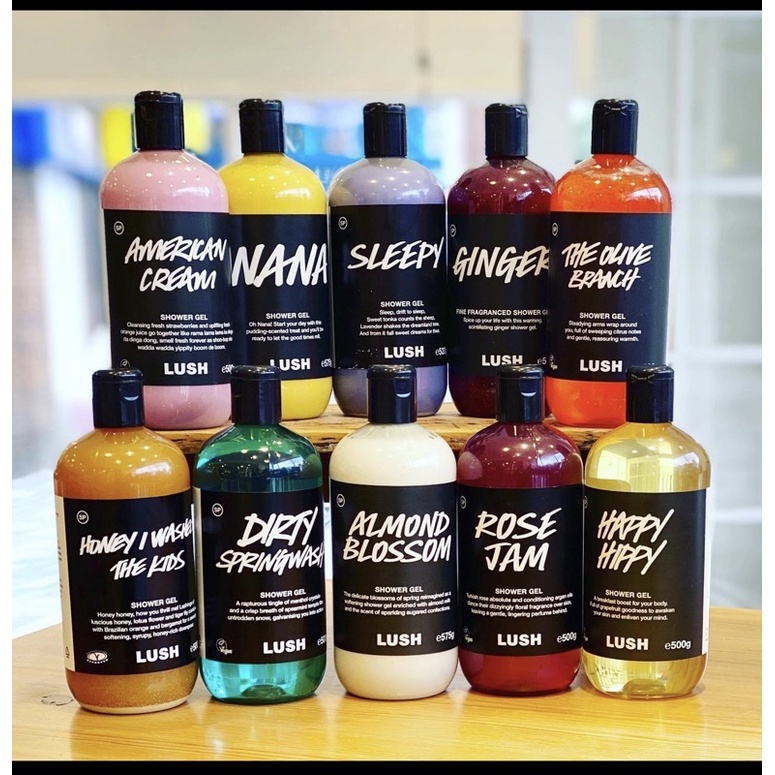 Sữa tắm LUSH - shower gel (Dirty, Rose jam, Sleepy, Snow Fairy, American cream, happy hippy...)