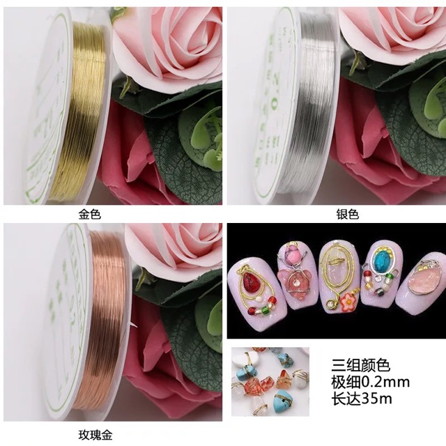 Dây đồng trang trí móng 0.2mm 3 màu