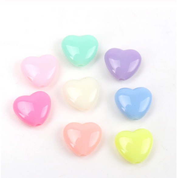 50 Hạt Xỏ Lỗ Làm Trang Sức Hình Trái Tim Nhiều Màu Sắc 12x11mm