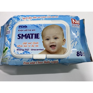 Khăn ướt smatie không mùi 80 miếng
