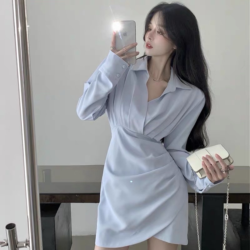 Váy sơ mi vạt chéo phong cách sang chảnh siêu xinh_ hàng ORDER