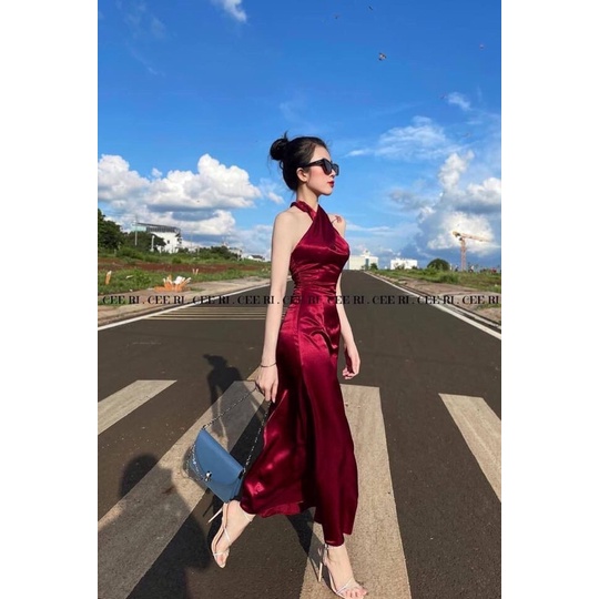 ĐẦM LỤA CHÉO CỔ THANH LỊCH