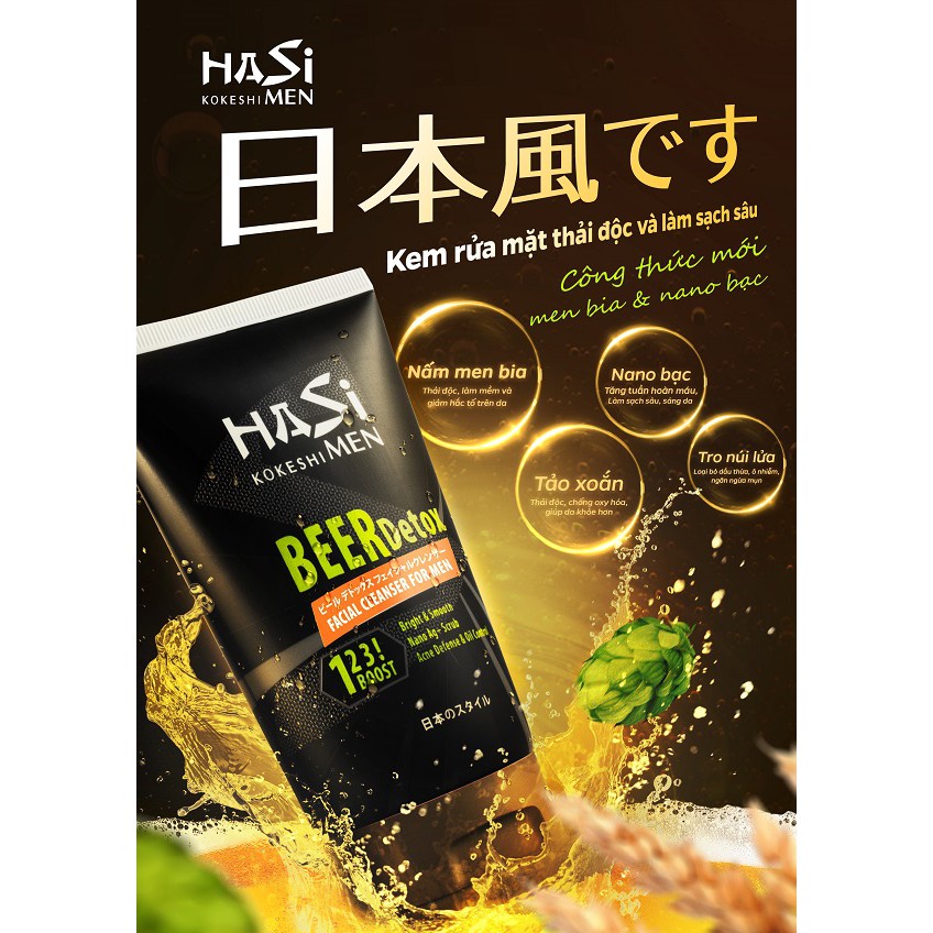 Kem Rửa Mặt Beer Detox For Men thương hiệu Hasi 100g Date 2025