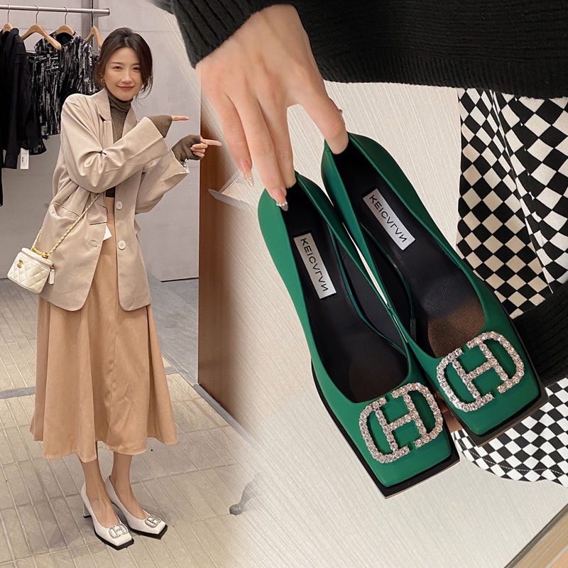 Giày Cao Gót Mũi Vuông Thiết Kế Mới Cao Cấp Thời Trang Dành Cho Nữ