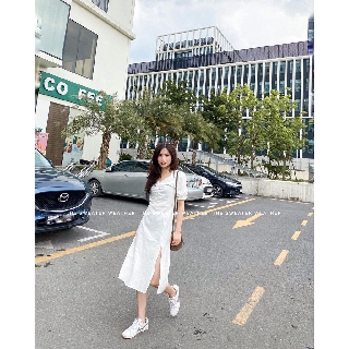 Váy thô trơn dúm ngực xẻ đùi