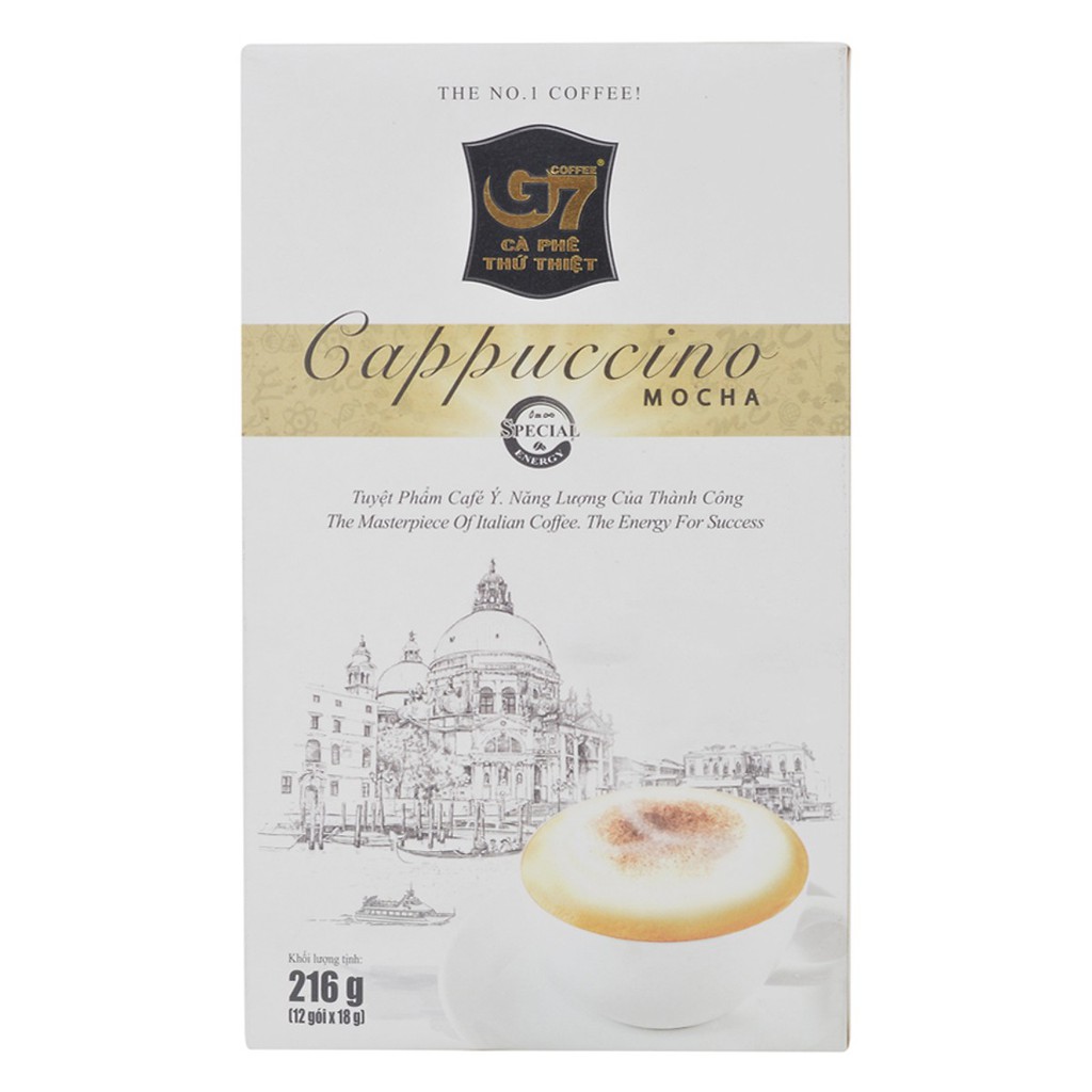 [Mã GROSALE1 giảm 8% đơn 500K] Cà phê G7 Cappuccino Hương Mocha Trung Nguyên (hộp 12 gói x 18g/gói)