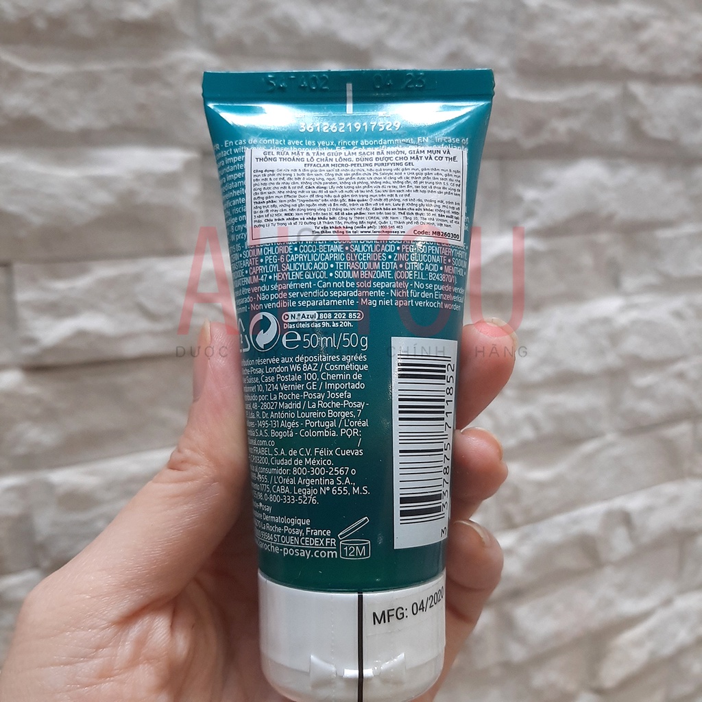 La Roche Posay Effaclar Micro Peeling Purifying Gel 50mL & 400mL - Gel Rửa Mặt & Tắm, Giảm Thâm Sẹo