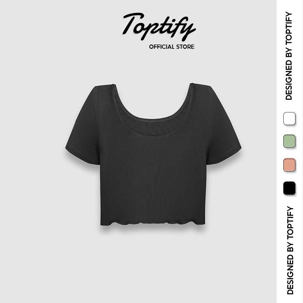 Áo croptop nữ tay ngắn TOPTIFY basic cuốn biên thun gân lụa co giãn No Control Top AC219 | WebRaoVat - webraovat.net.vn