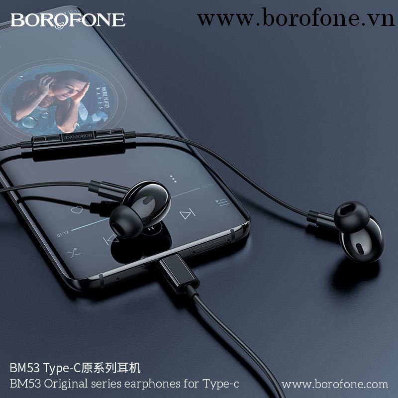Tai Nghe Dây Borofone BM53 Chính Hãng, Âm Thanh Hay, Bass Ấm Sâu Trầm, Nút Điều Khiển Đa Năng, Đầu Type C.