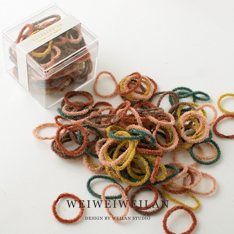 Bộ 100 Dây Thun Cột Tóc Phong Cách Hàn Quốc Cho Nữ