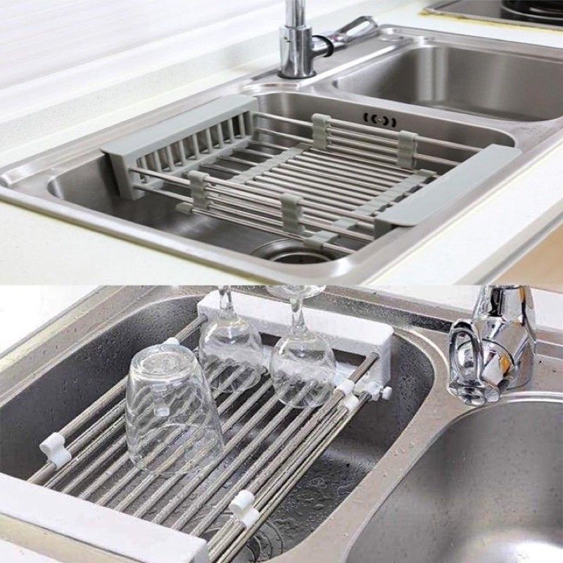 Khay Rổ Đa Năng Co Giãn Để Chậu Rửa Chén, rửa rau củ quả