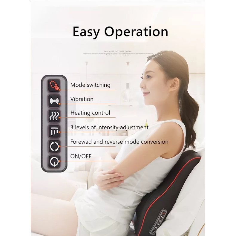 Gối massage JINKAIRUI R7(vib) giảm đau cổ và lưng có chế độ rung 3 trong 1 chất lượng cao